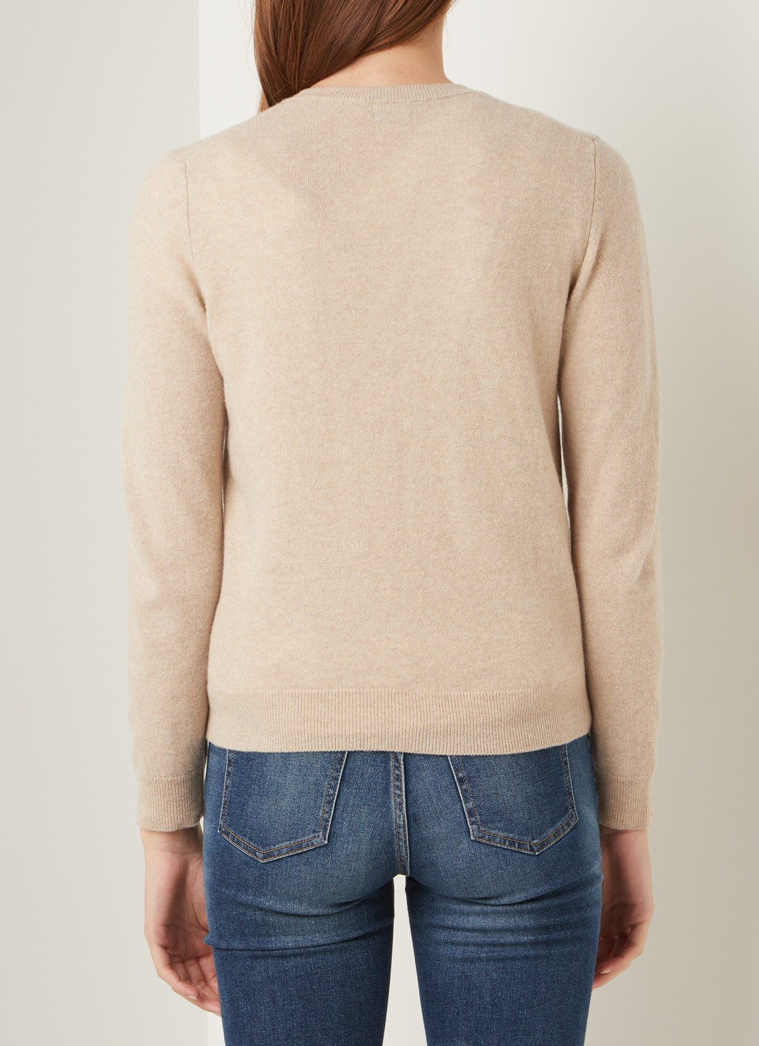 Benetton Fijngebreid vest van wol met ronde hals - achterkant 4 camelmelee-562 / beige