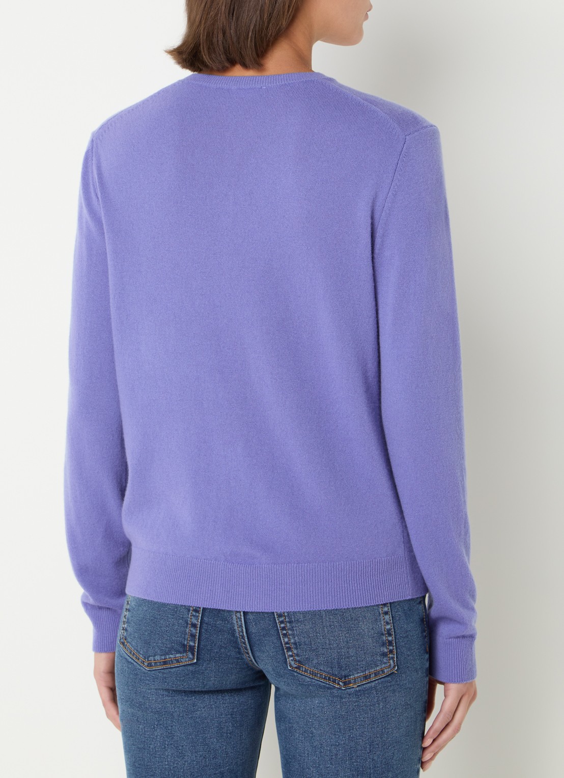 Benetton Fijngebreid vest van wol met ronde hals - achterkant 4 paars-36a / paars