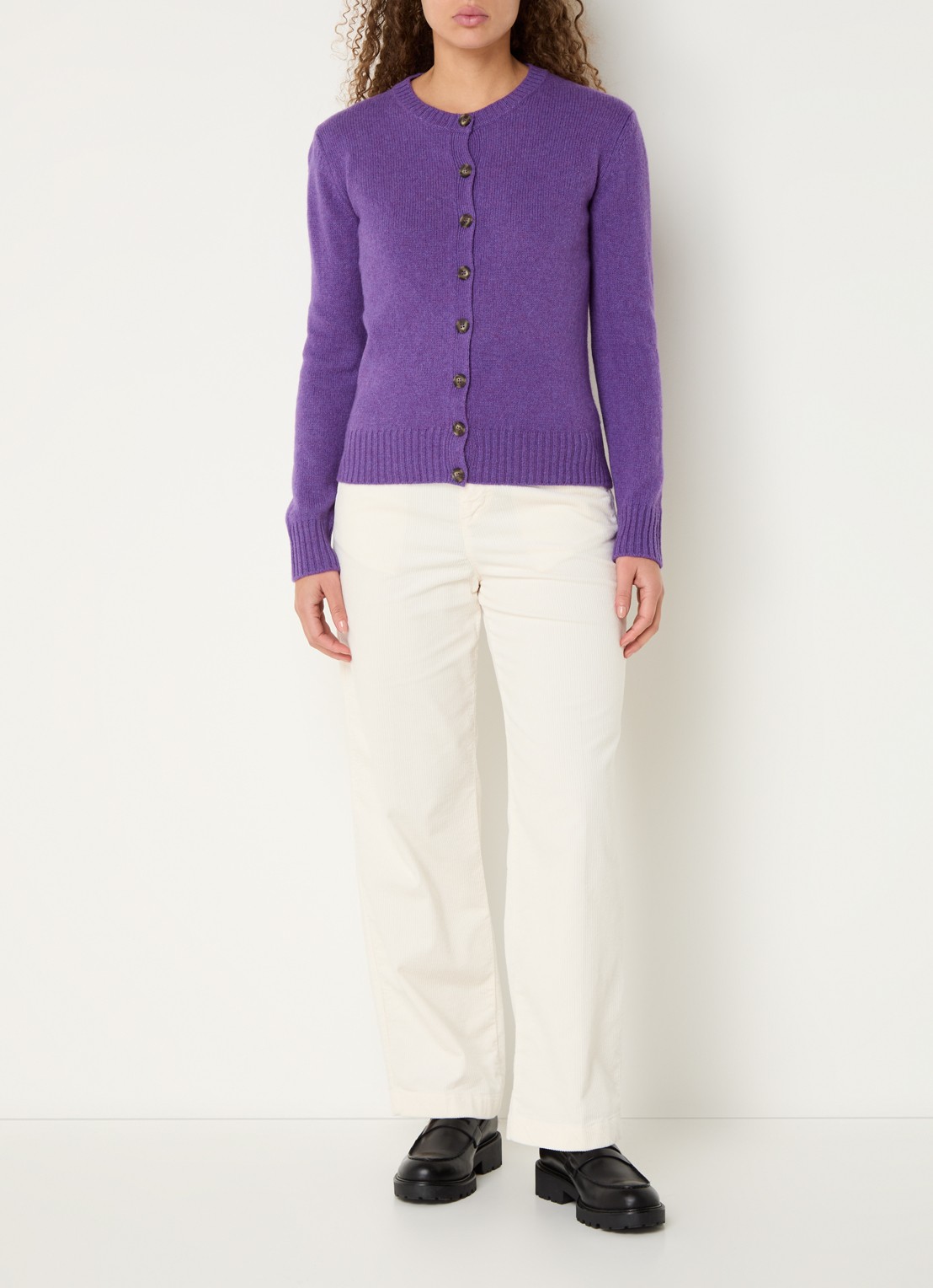 Benetton Fijngebreid vest van wol met ronde hals - voorkant 4 violet