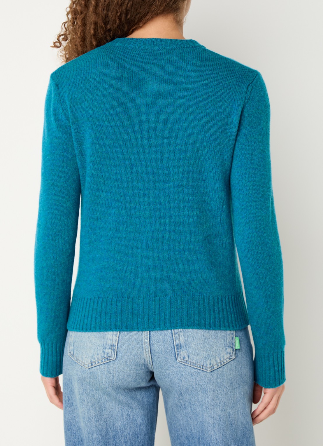 Benetton Fijngebreid vest van wol met ronde hals - achterkant 4 blauw
