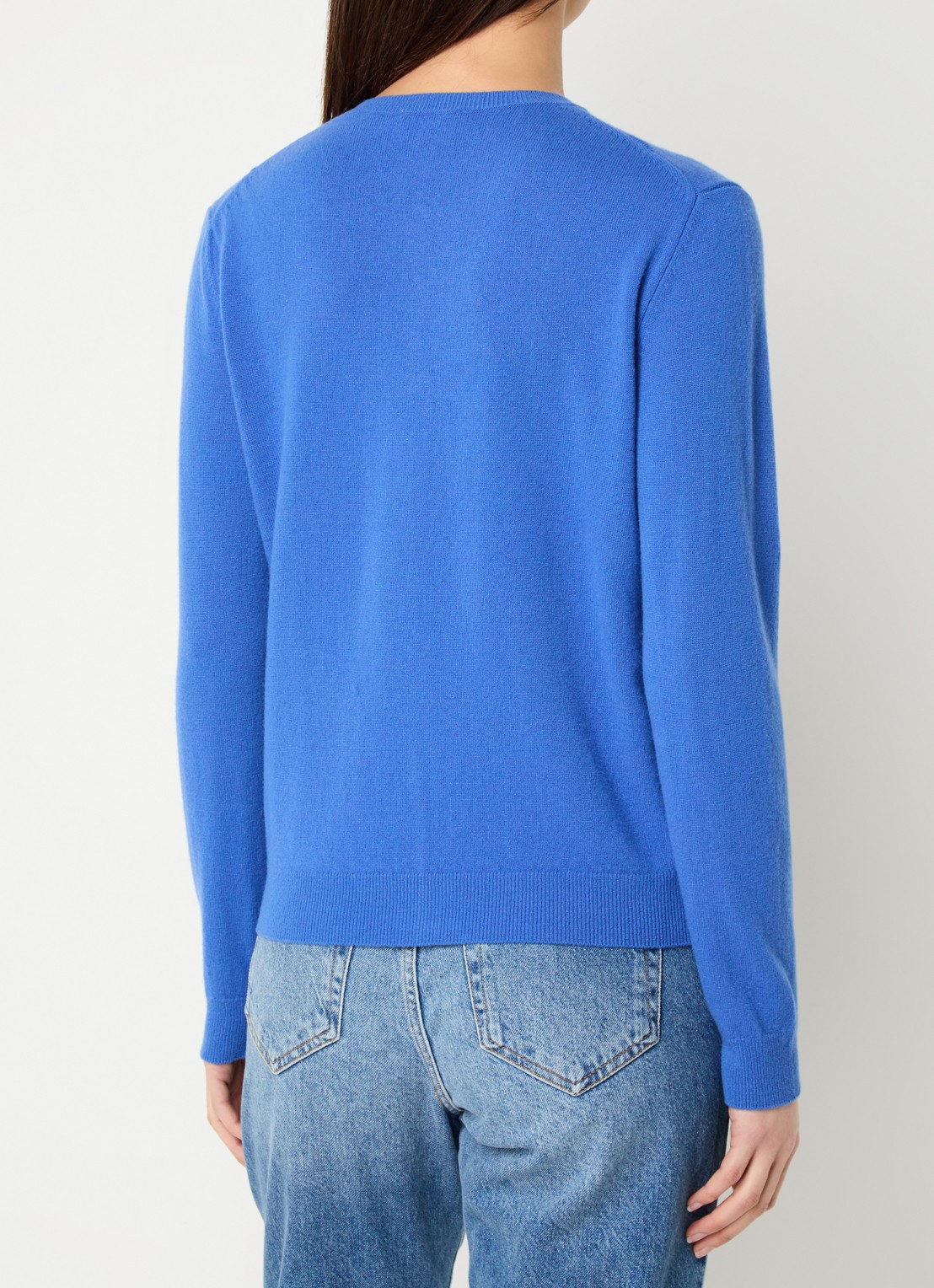 Benetton Fijngebreid vest van wol met ronde hals - achterkant 4 felblauw-14q / royalblauw