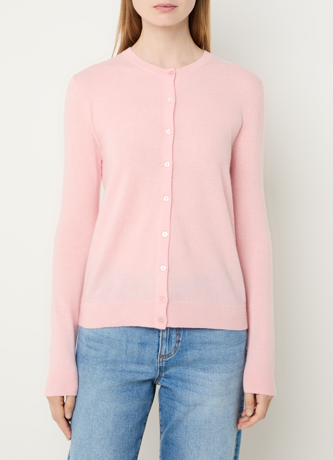 Benetton Fijngebreid vest van wol met ronde hals - detail 4 lichtroze-04u