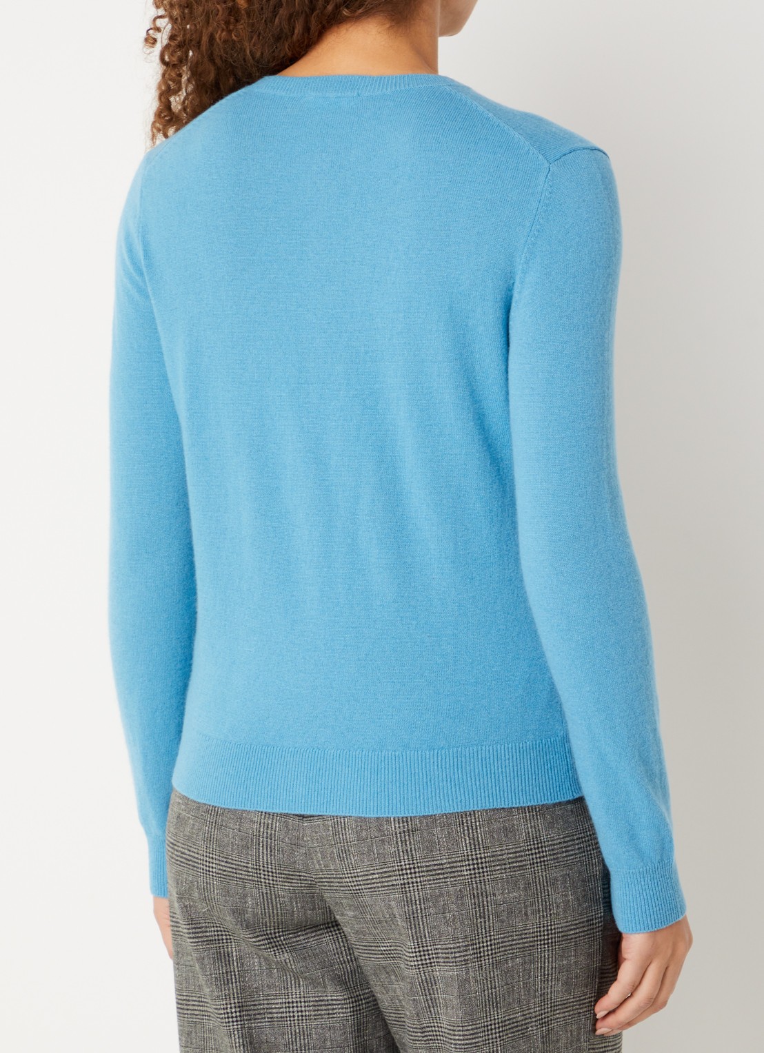 Benetton Fijngebreid vest van wol met ronde hals - achterkant zeeblauw-23j / blauw