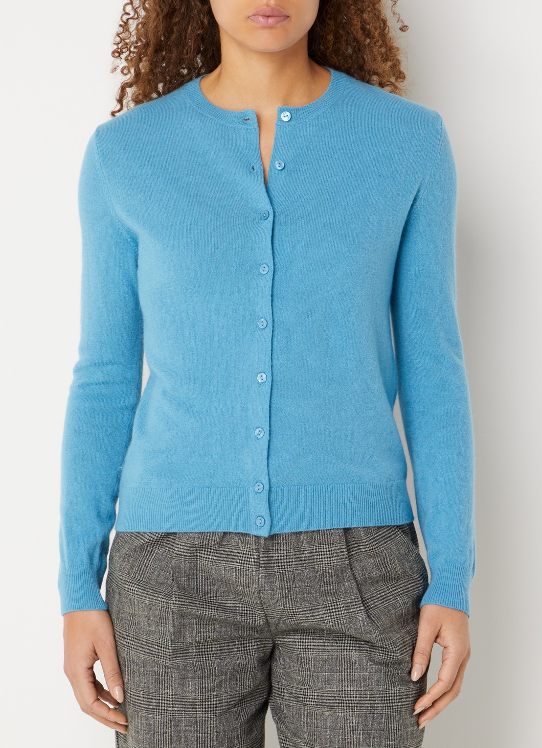 Benetton Fijngebreid vest van wol met ronde hals - detail 4 zeeblauw-23j / blauw