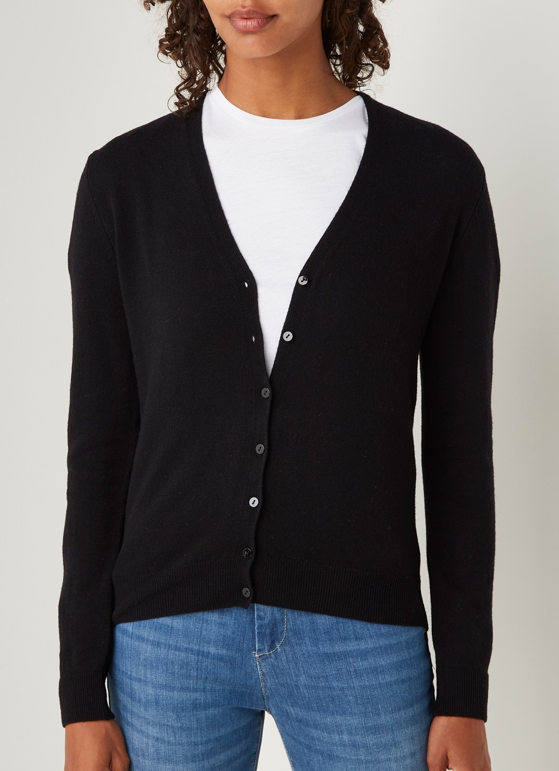 Benetton Fijngebreid vest van wol met stretch - detail zwart