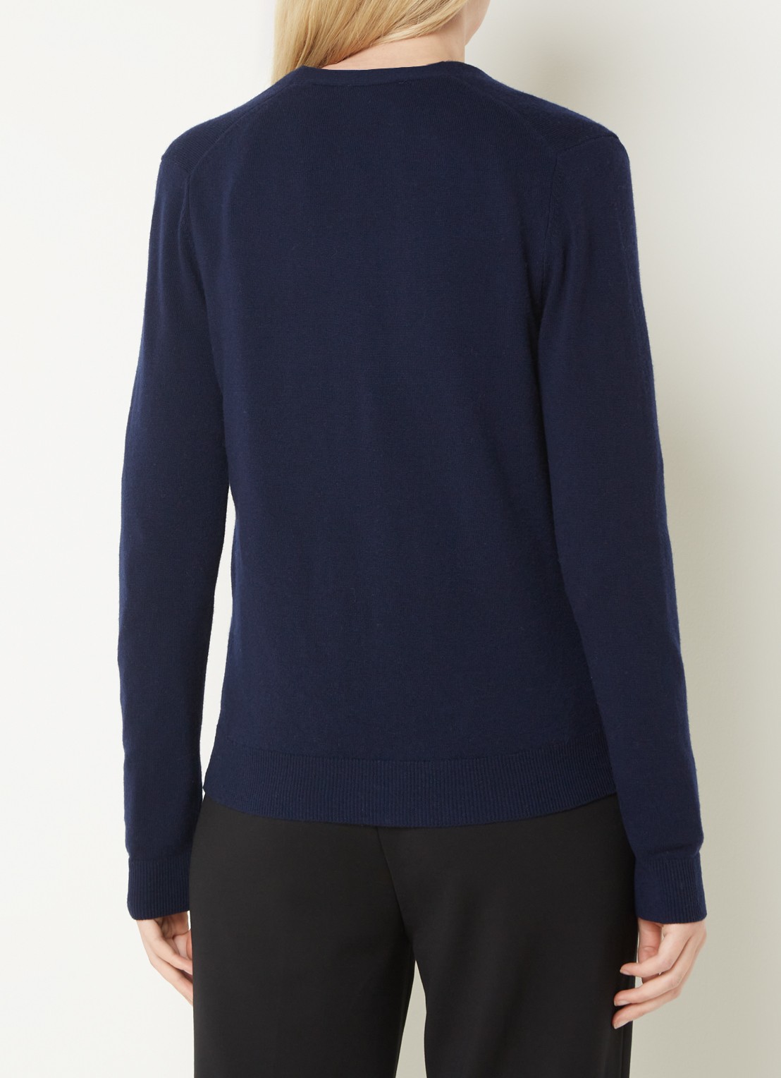 Benetton Fijngebreid vest van wol met stretch - achterkant donkerblauw