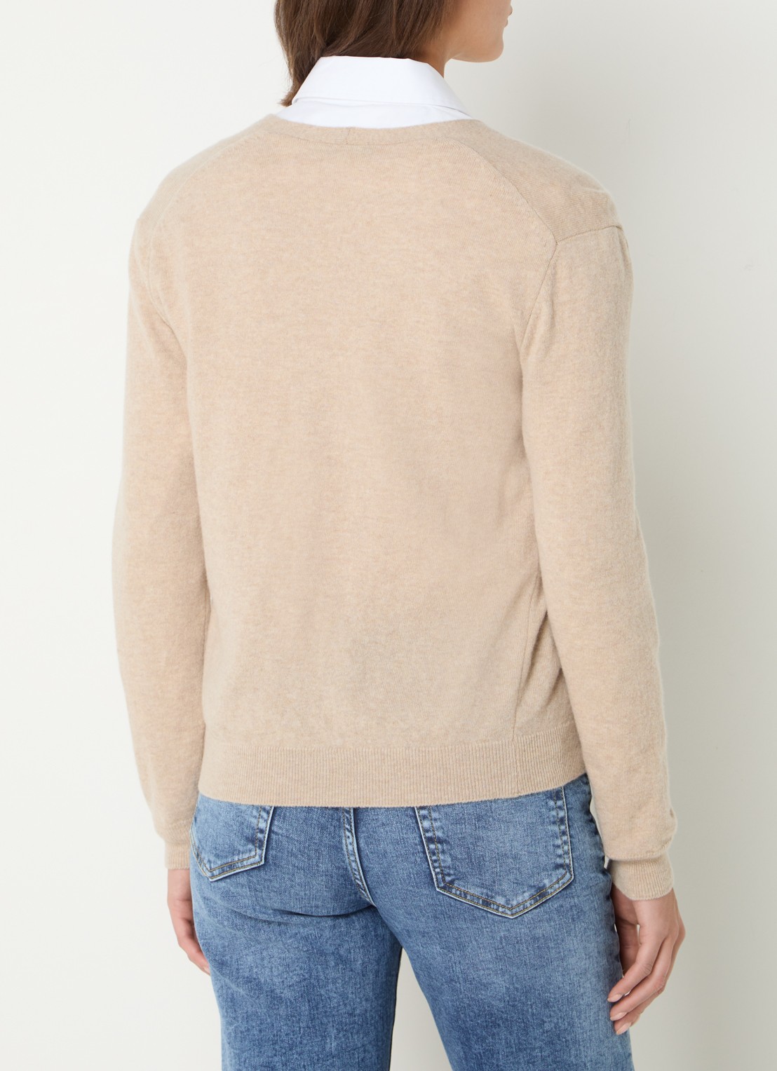 Benetton Fijngebreid vest van wol met stretch - achterkant 4 camel