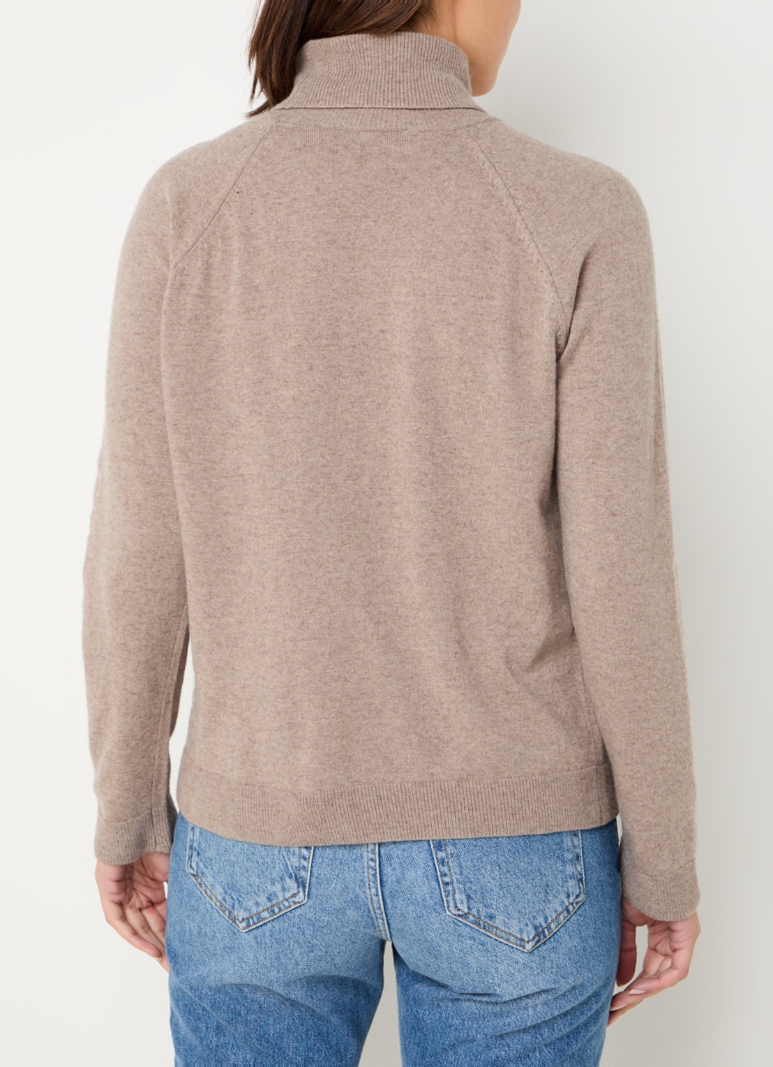 Benetton Fijngebreide coltrui in kasjmierblend - achterkant taupe