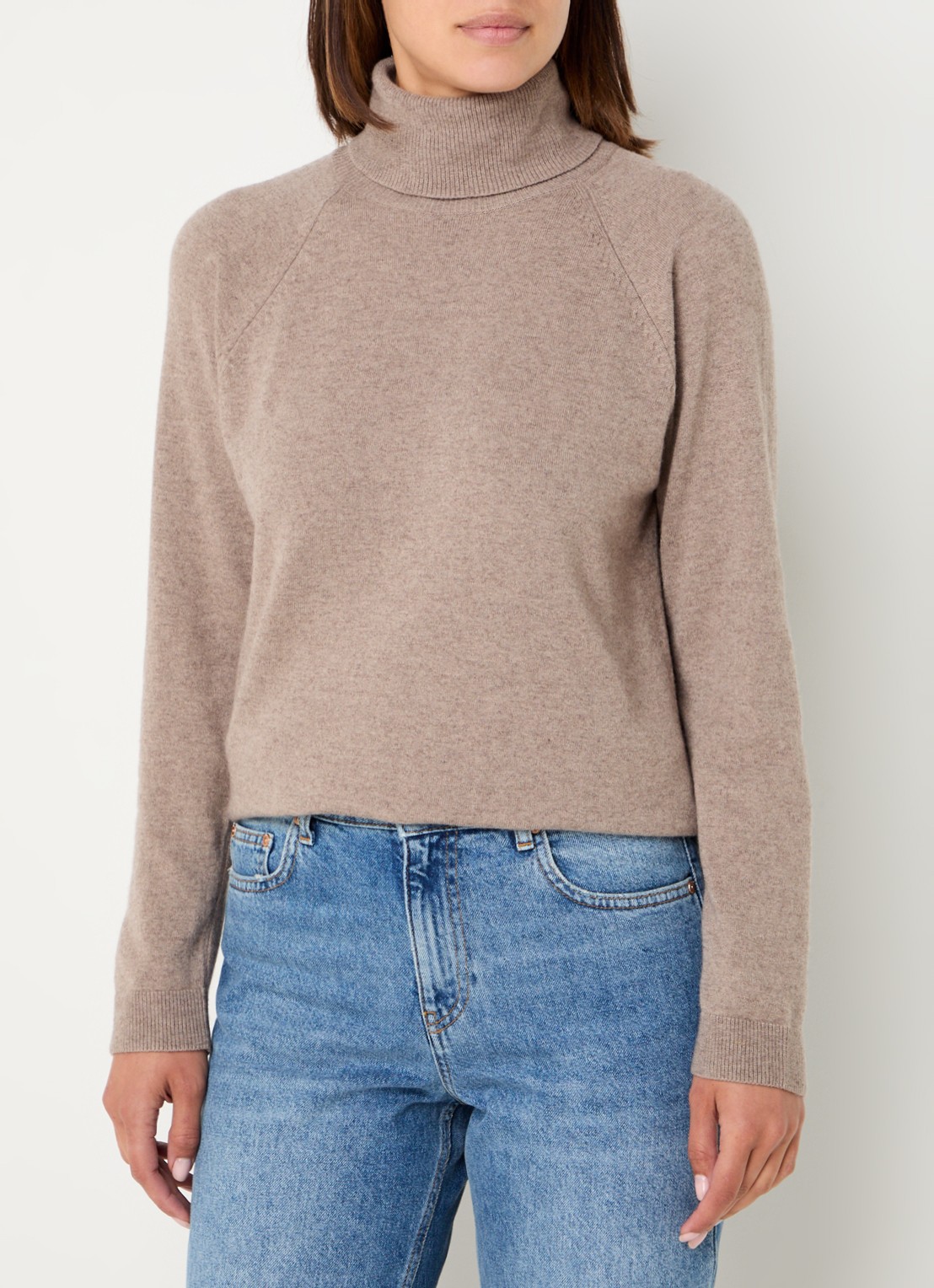 Benetton Fijngebreide coltrui in kasjmierblend - detail 2 taupe