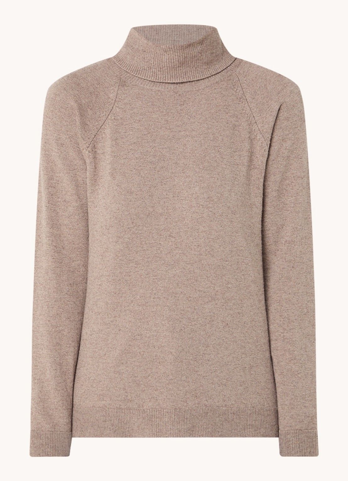 Benetton Fijngebreide coltrui in kasjmierblend - voorkant 3 taupe