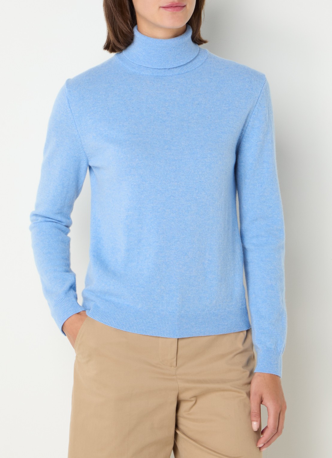 Benetton Fijngebreide coltrui van merino wol - detail 2 staalblauw
