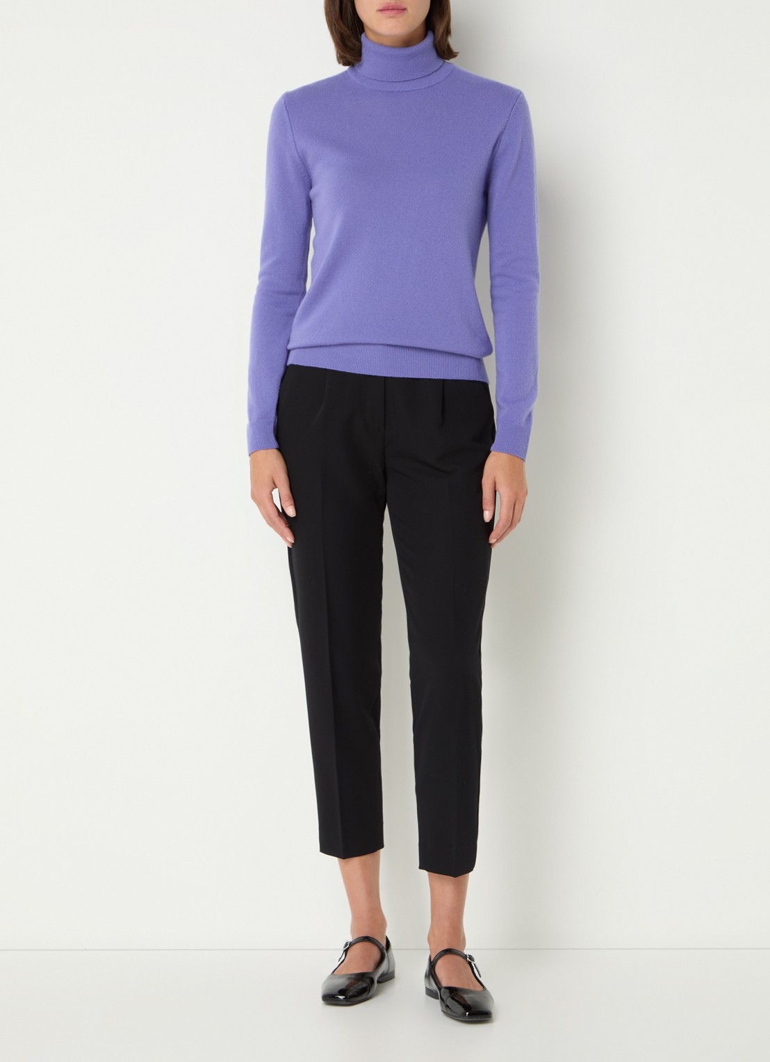 Benetton Fijngebreide coltrui van merino wol - voorkant 4 violet