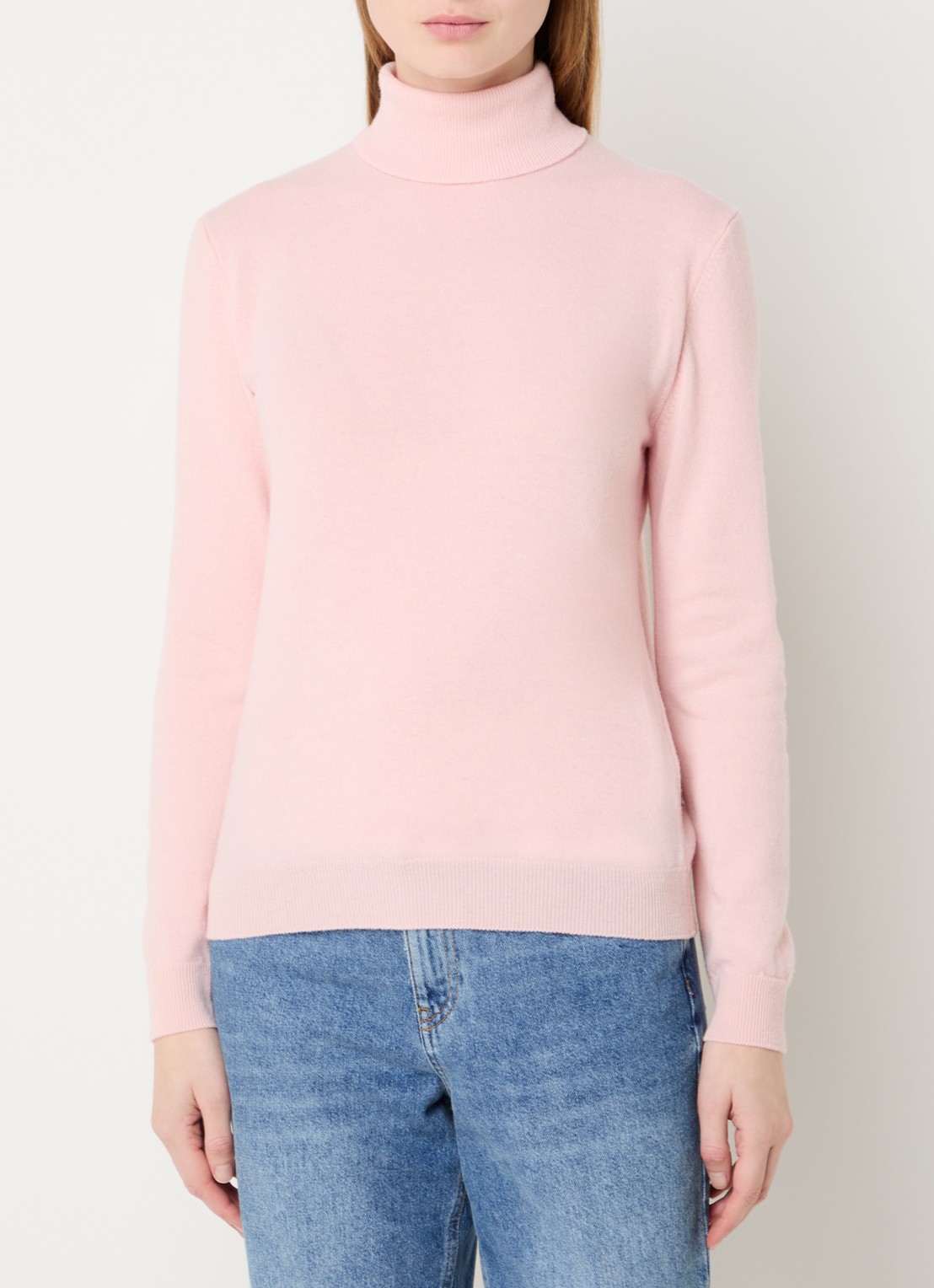 Benetton Fijngebreide coltrui van merino wol - detail 4 oudroze