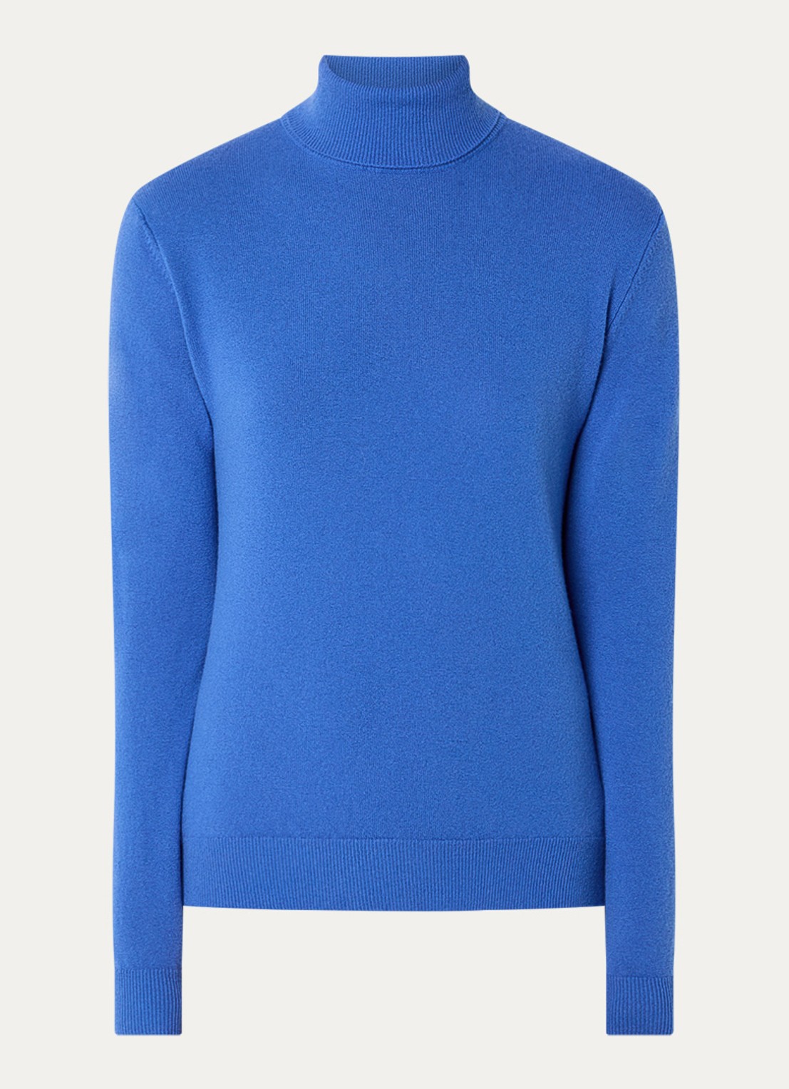 Benetton Fijngebreide coltrui van merino wol - voorkant 7 donkerblauw
