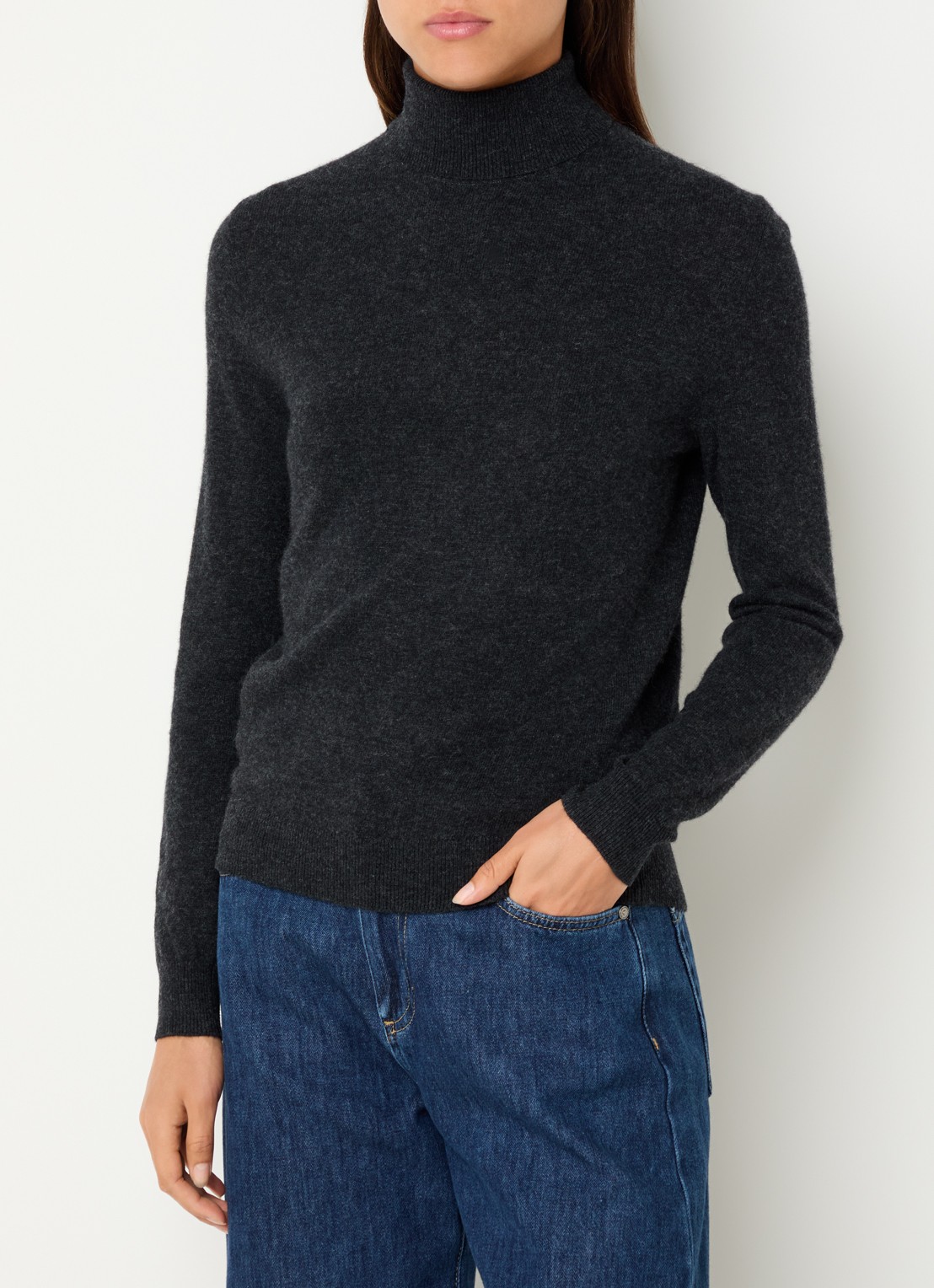 Benetton Fijngebreide coltrui van merino wol - detail 5 zwart