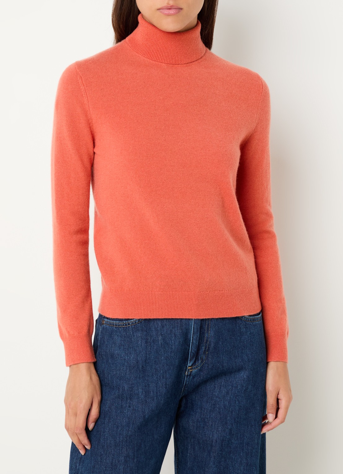 Benetton Fijngebreide coltrui van merino wol - detail 2 orange