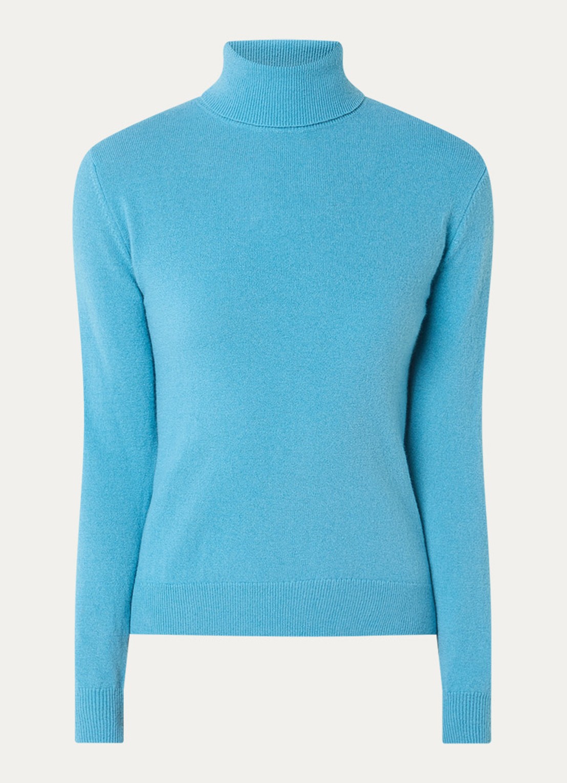 Benetton Fijngebreide coltrui van merino wol - voorkant 3 turquoise