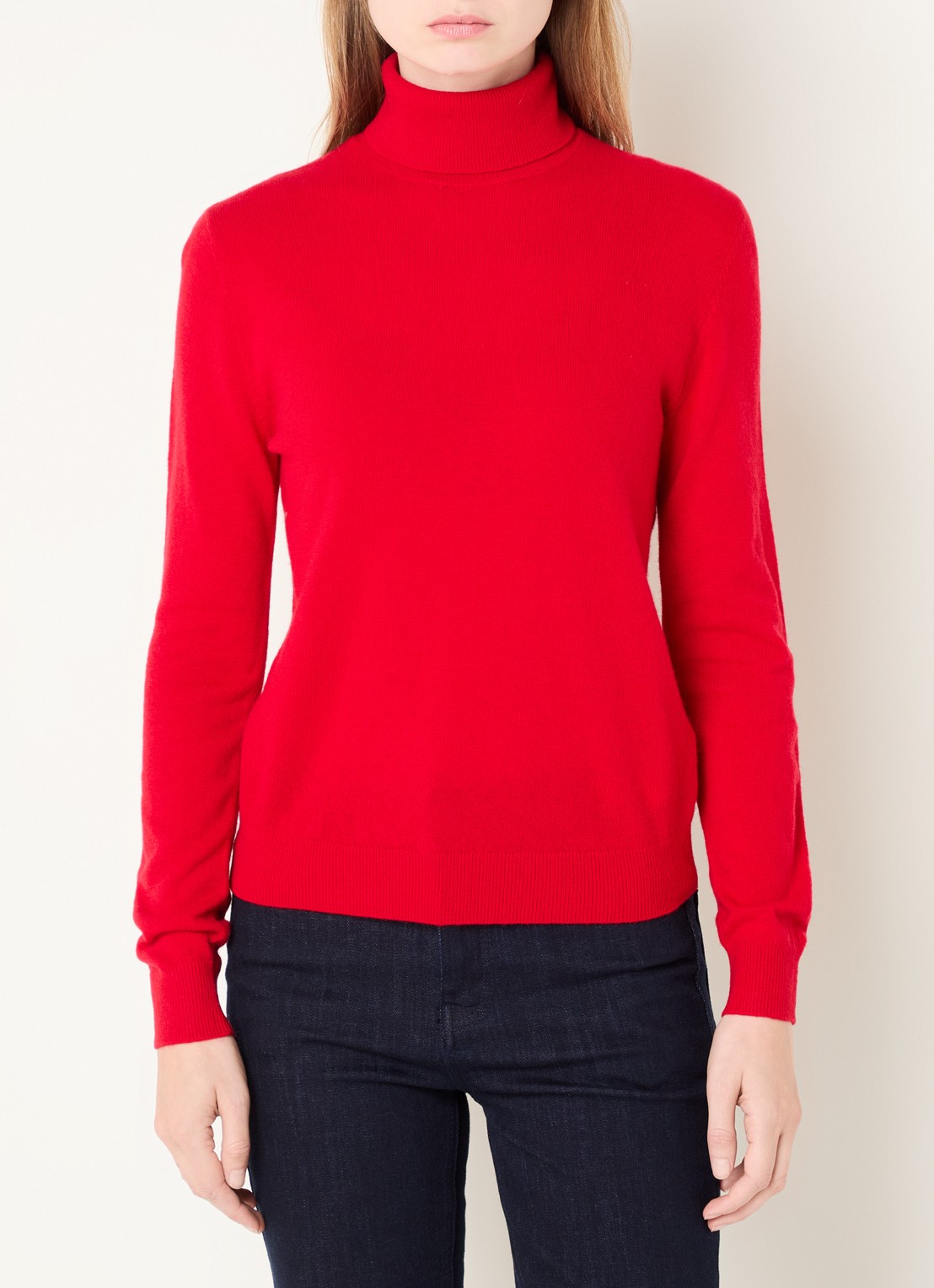 Benetton Fijngebreide coltrui van merino wol - detail 3 rood