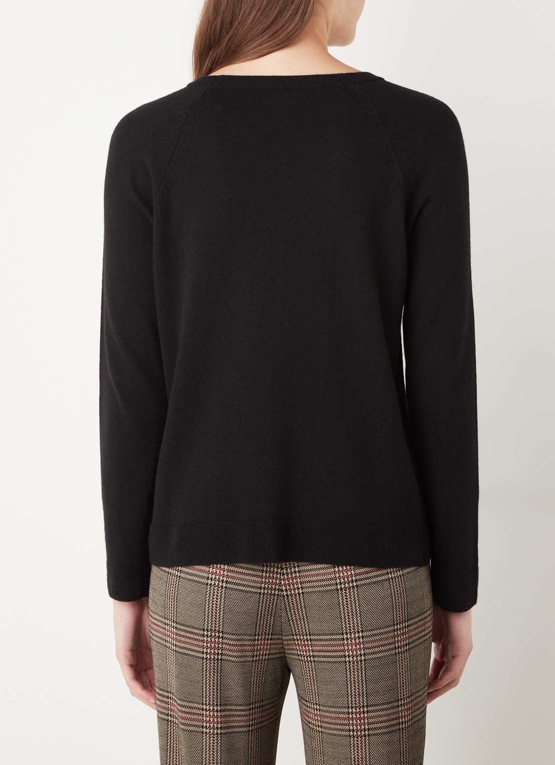 Benetton Fijngebreide pullover in kasjmierblend met ronde hals  - achterkant zwart