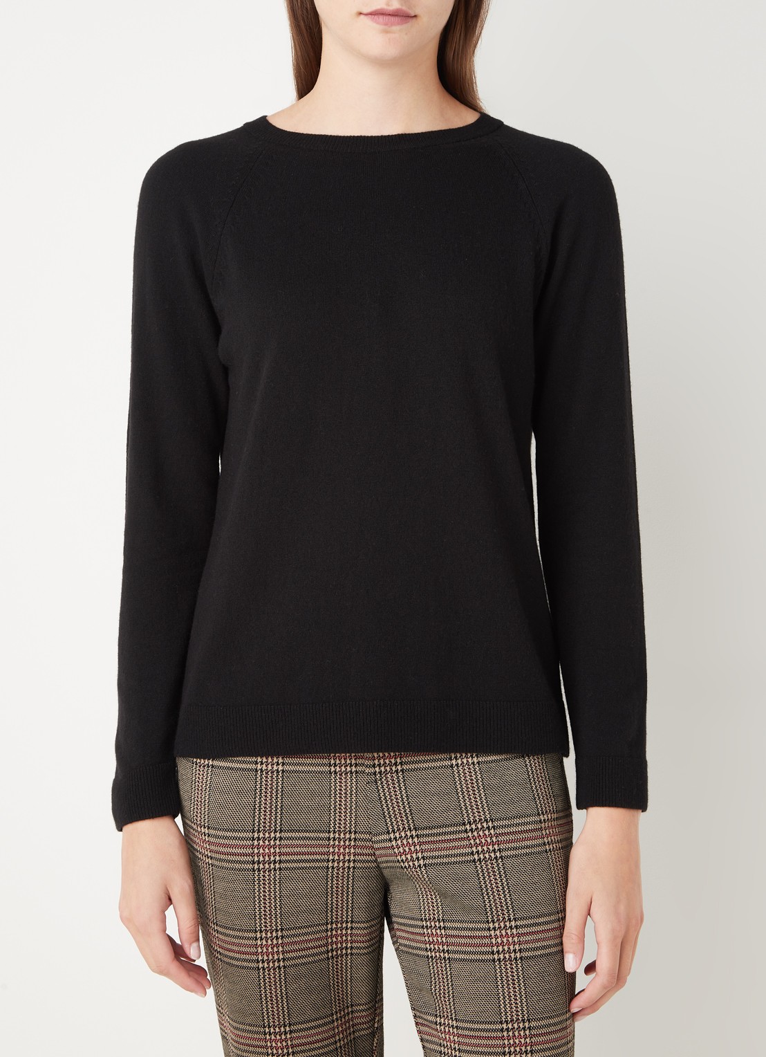 Benetton Fijngebreide pullover in kasjmierblend met ronde hals  - detail 2 zwart