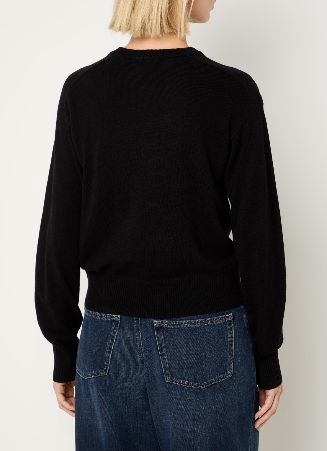 Benetton Fijngebreide pullover in kasjmierblend met ronde hals - achterkant 2 zwart