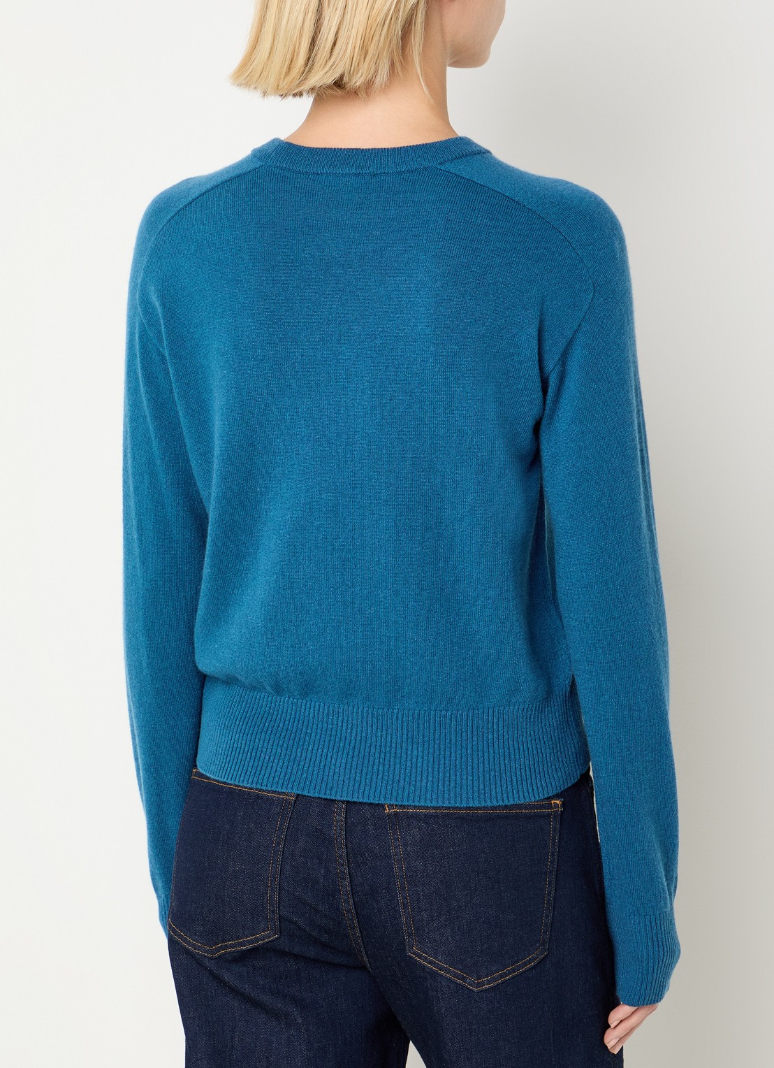 Benetton Fijngebreide pullover in kasjmierblend met ronde hals - achterkant 3 blauw