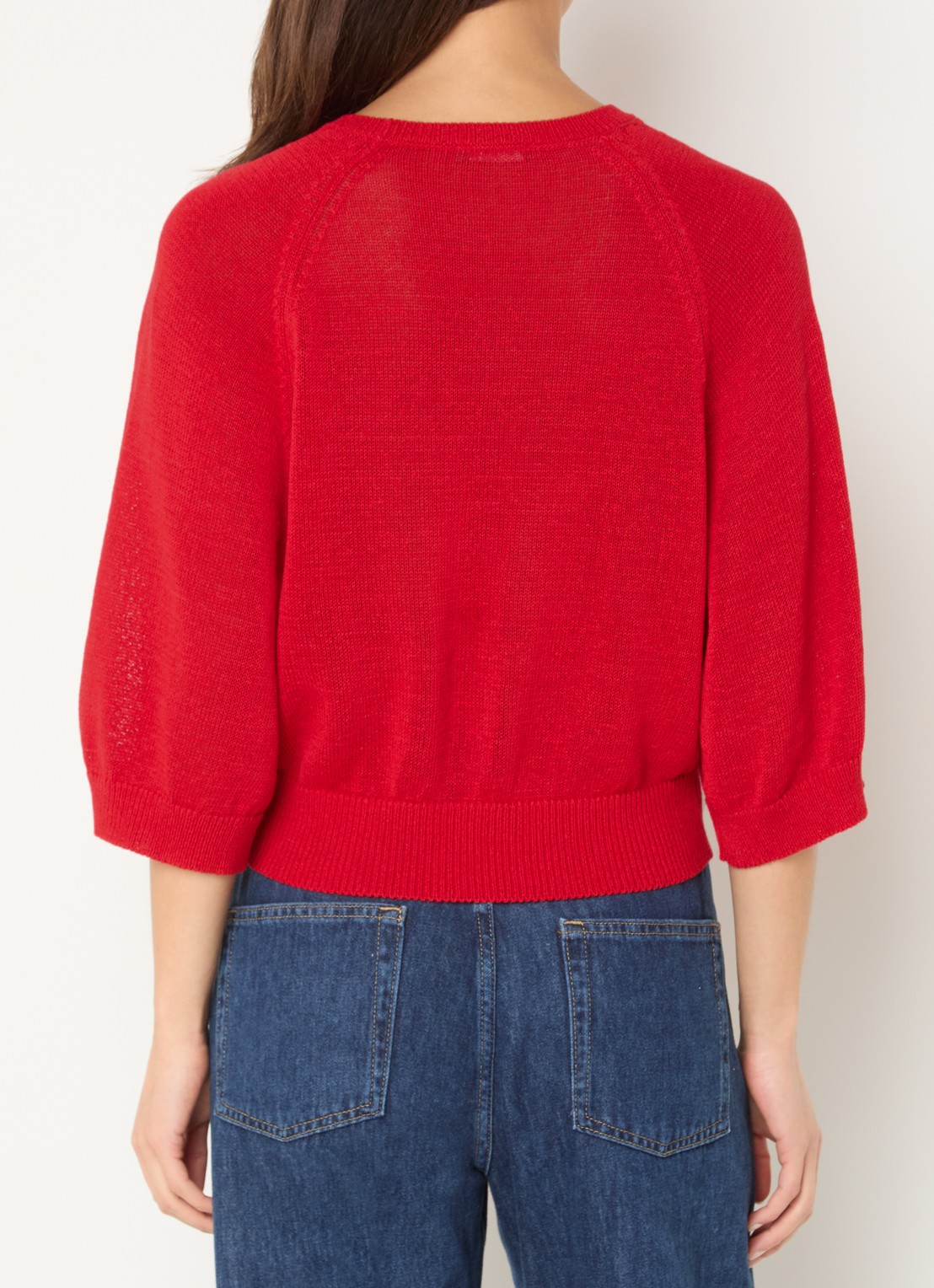 Benetton Fijngebreide pullover in linnenblend met ronde hals - achterkant 3 rood