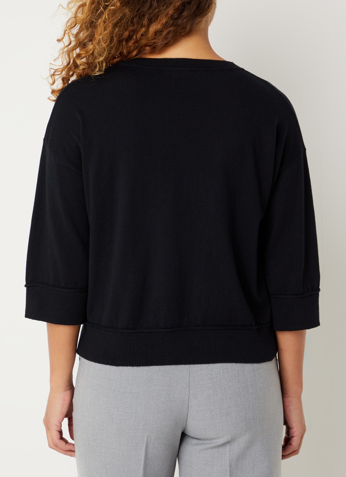 Benetton Fijngebreide pullover in wolblend - achterkant zwart