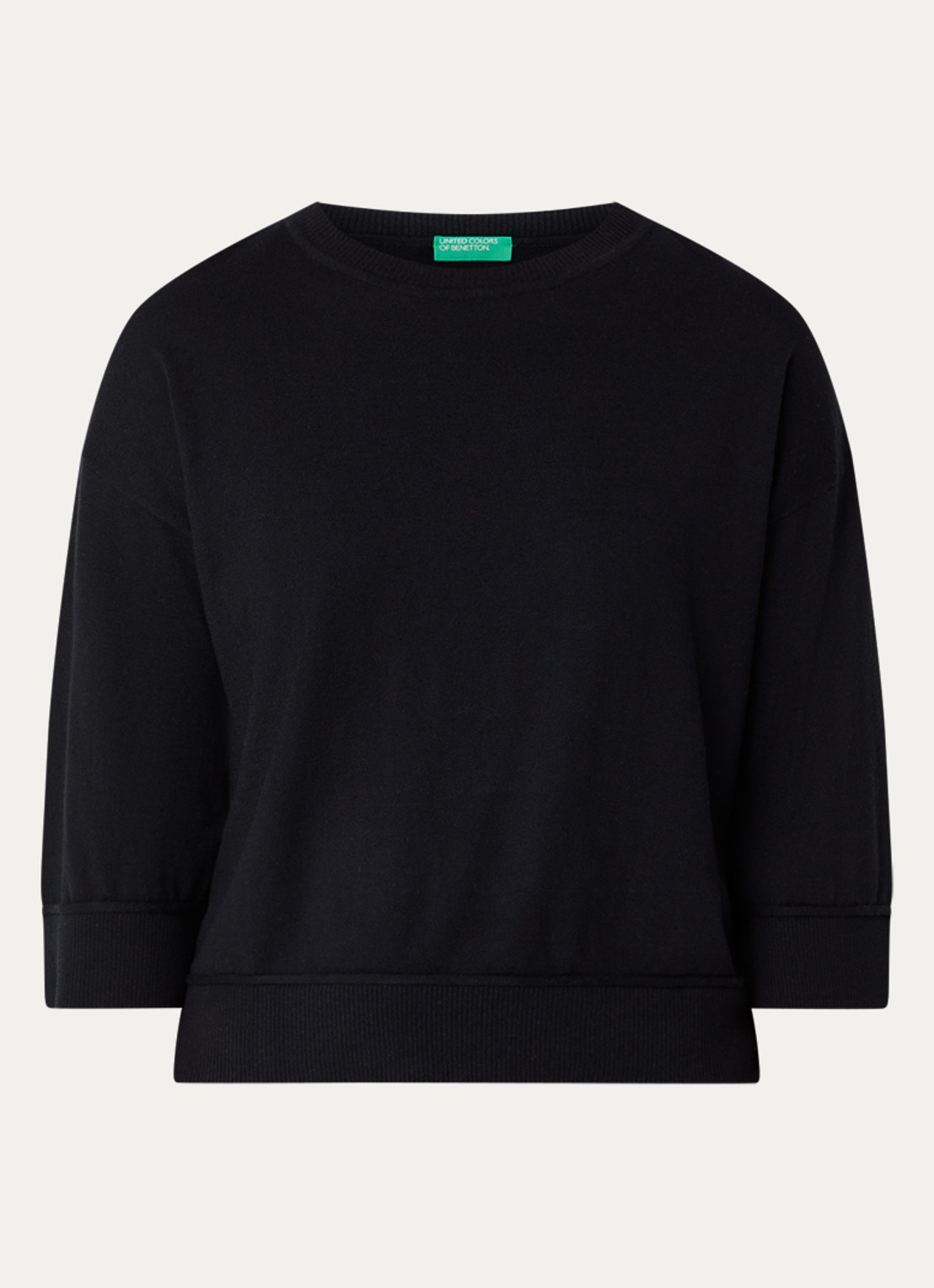 Benetton Fijngebreide pullover in wolblend - voorkant 2 zwart