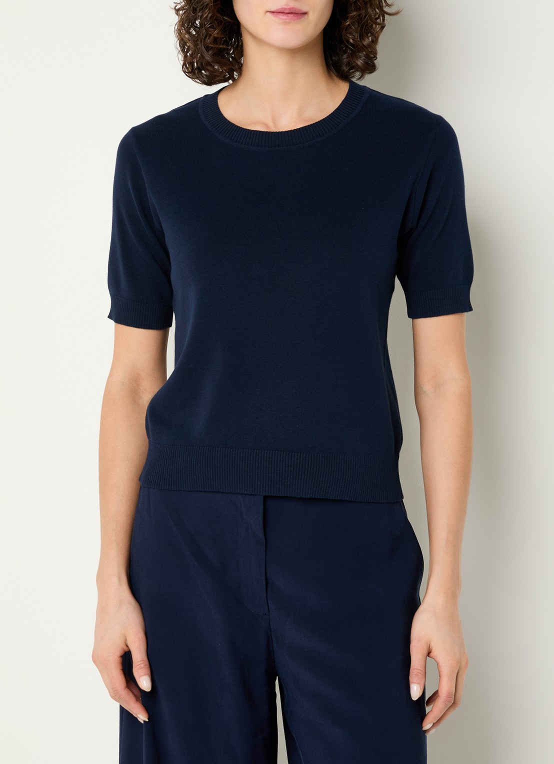 Benetton Fijngebreide pullover met ronde hals  - detail 4 donkerblauw