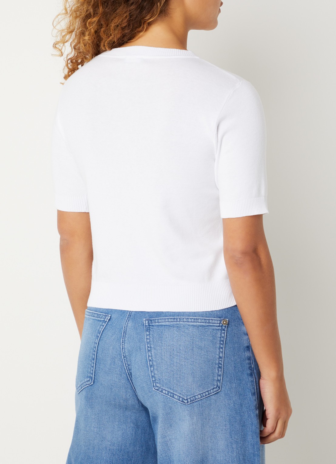 Benetton Fijngebreide pullover met ronde hals  - achterkant 3 wit