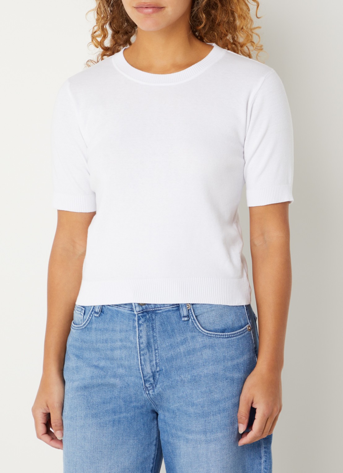 Benetton Fijngebreide pullover met ronde hals  - detail 4 wit