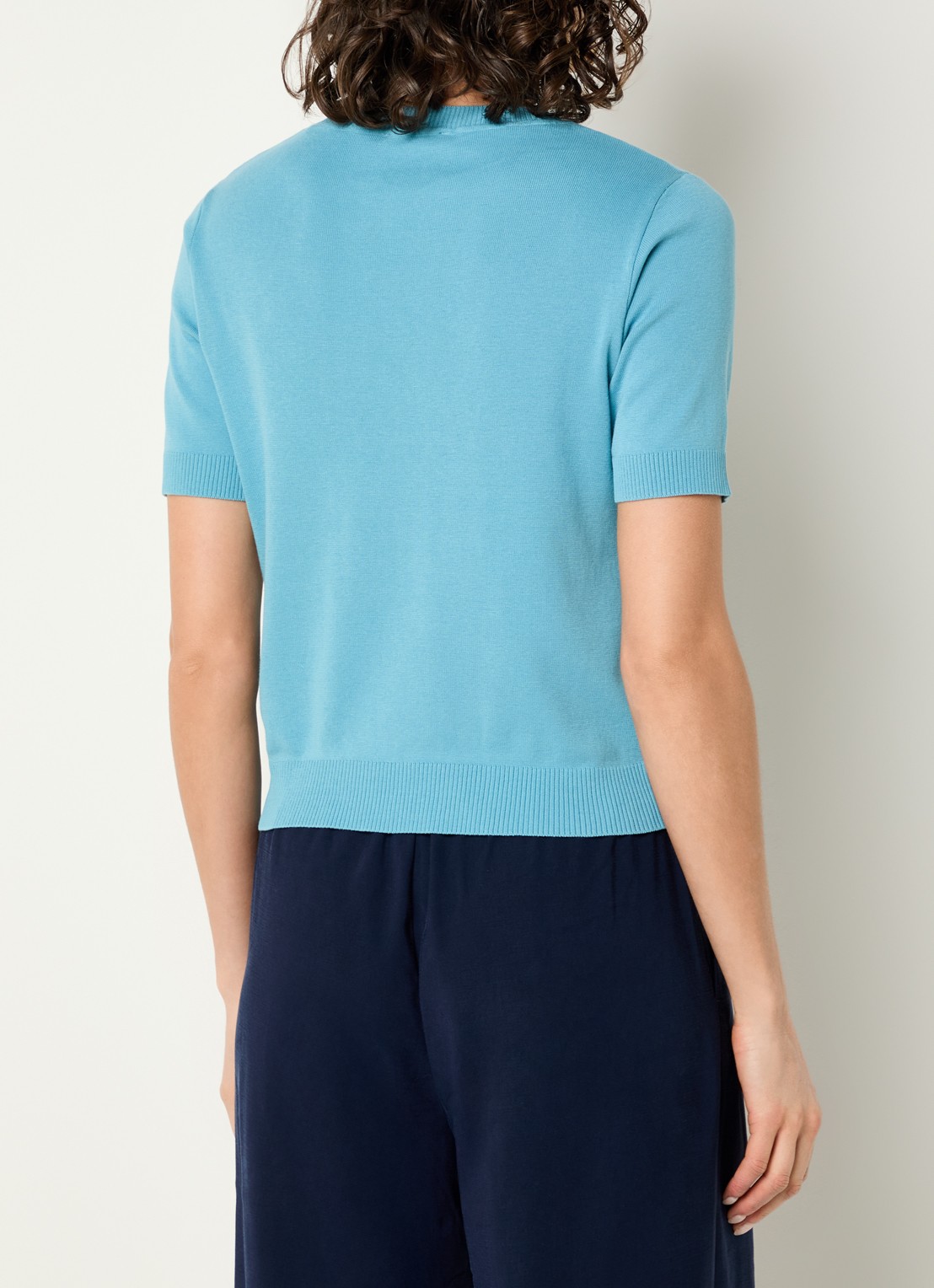 Benetton Fijngebreide pullover met ronde hals  - achterkant aquablauw