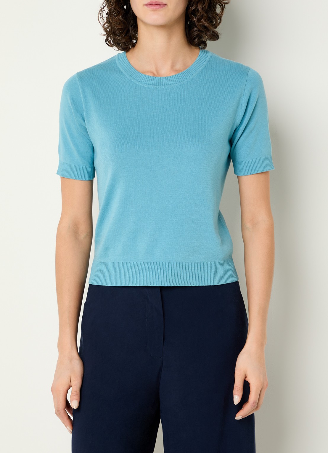Benetton Fijngebreide pullover met ronde hals  - detail 2 aquablauw