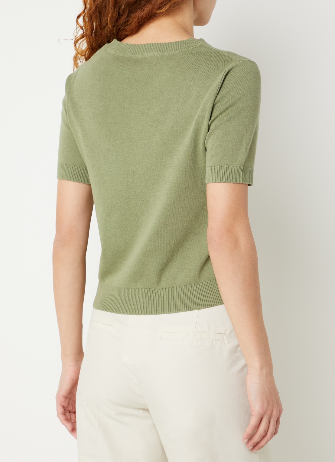 Benetton Fijngebreide pullover met ronde hals  - achterkant groen