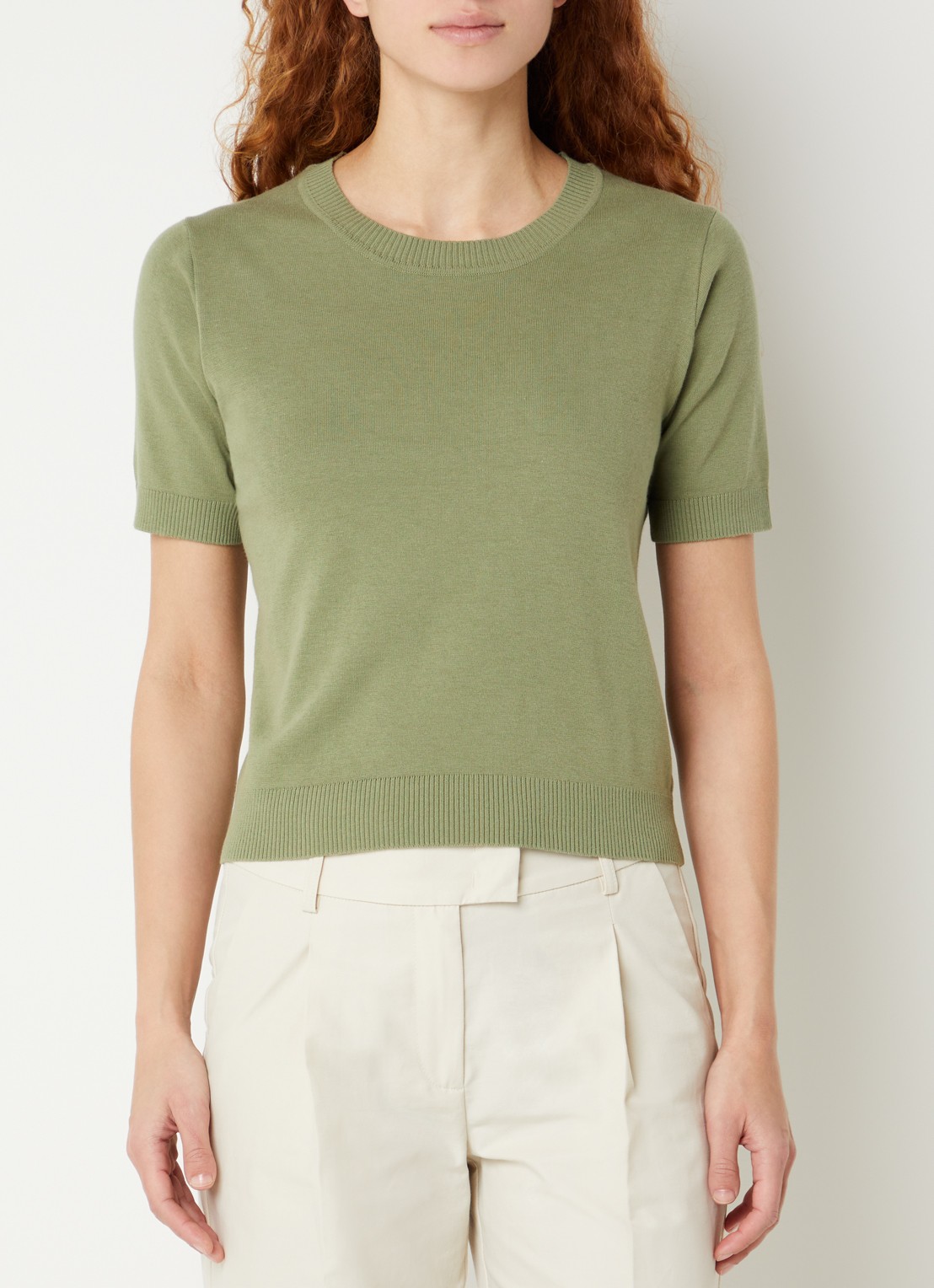 Benetton Fijngebreide pullover met ronde hals  - detail 2 groen