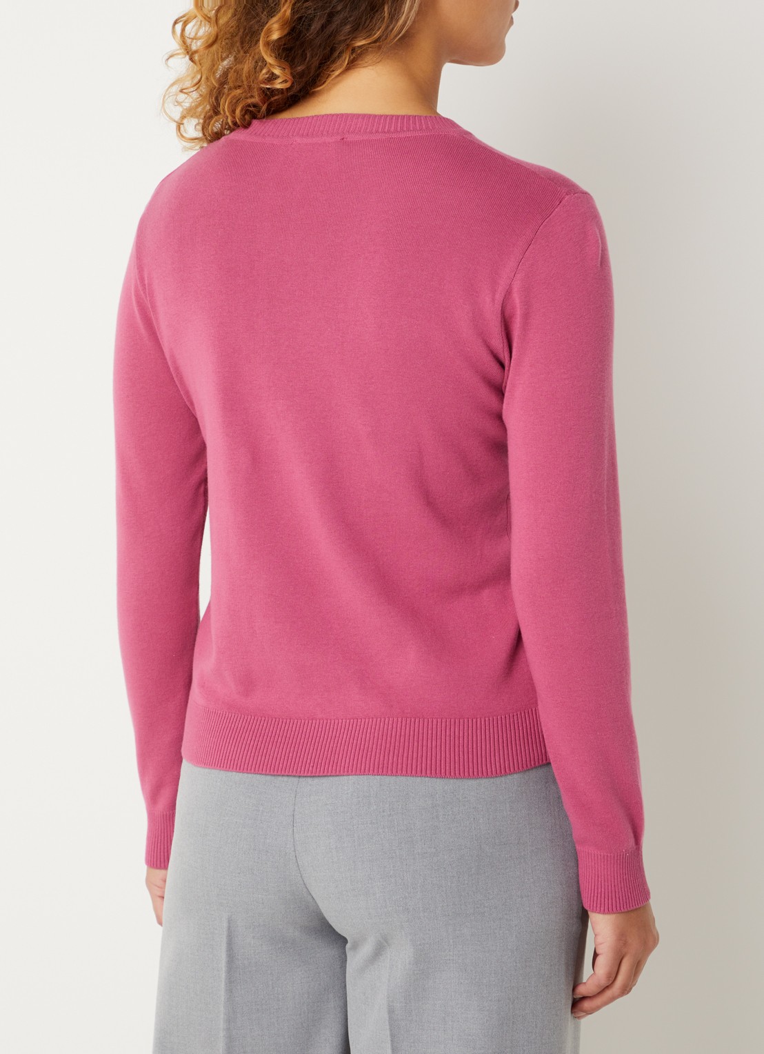 Benetton Fijngebreide pullover met ronde hals - achterkant 4 bordeauxrood