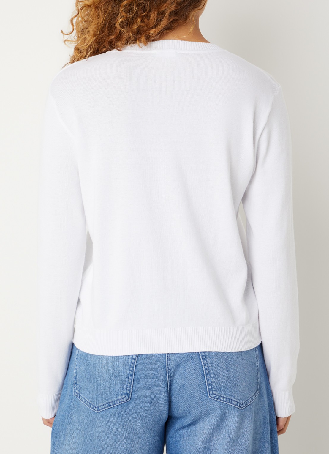 Benetton Fijngebreide pullover met ronde hals - achterkant 4 gebroken wit