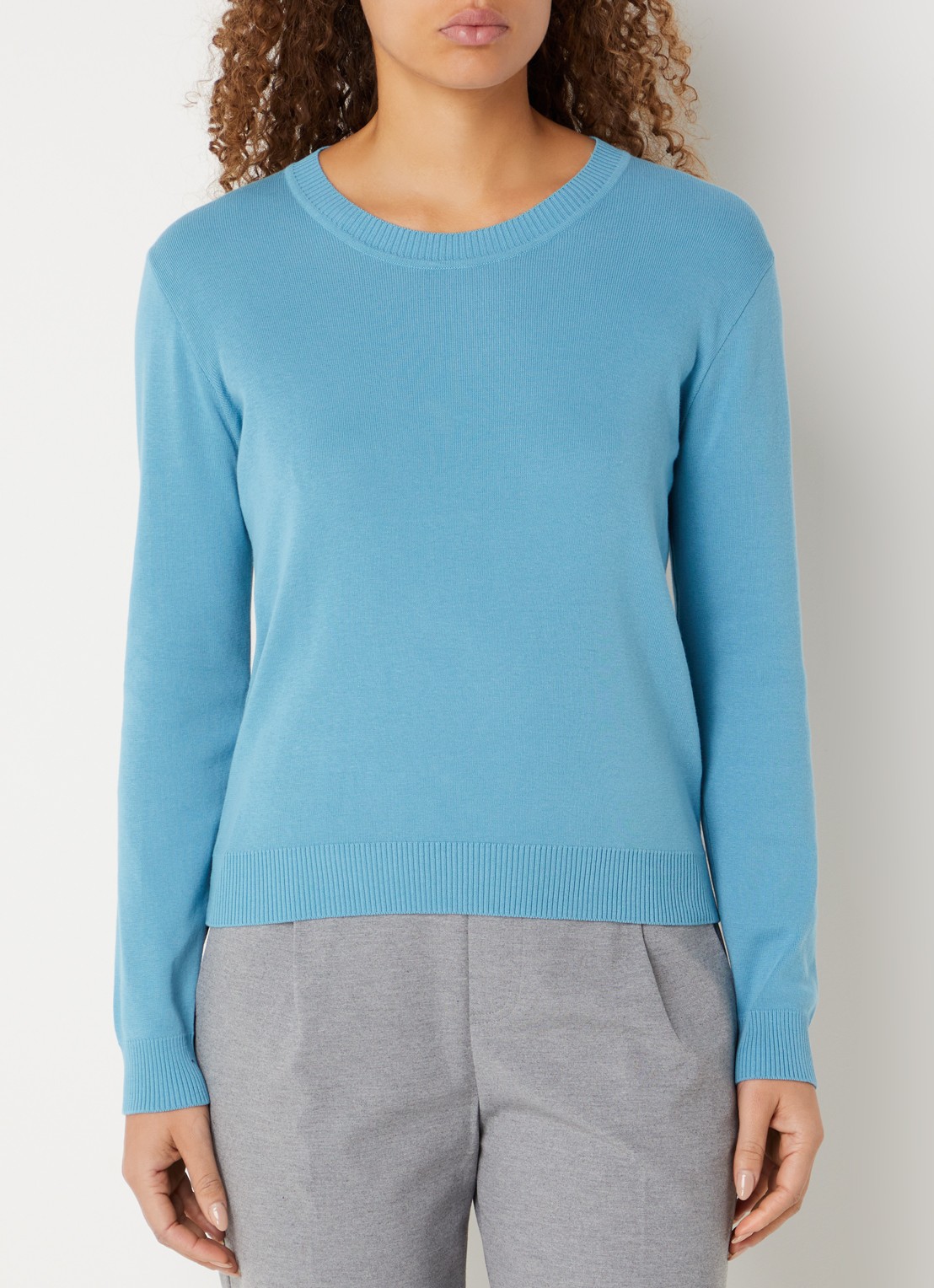 Benetton Fijngebreide pullover met ronde hals - detail 3 aquablauw