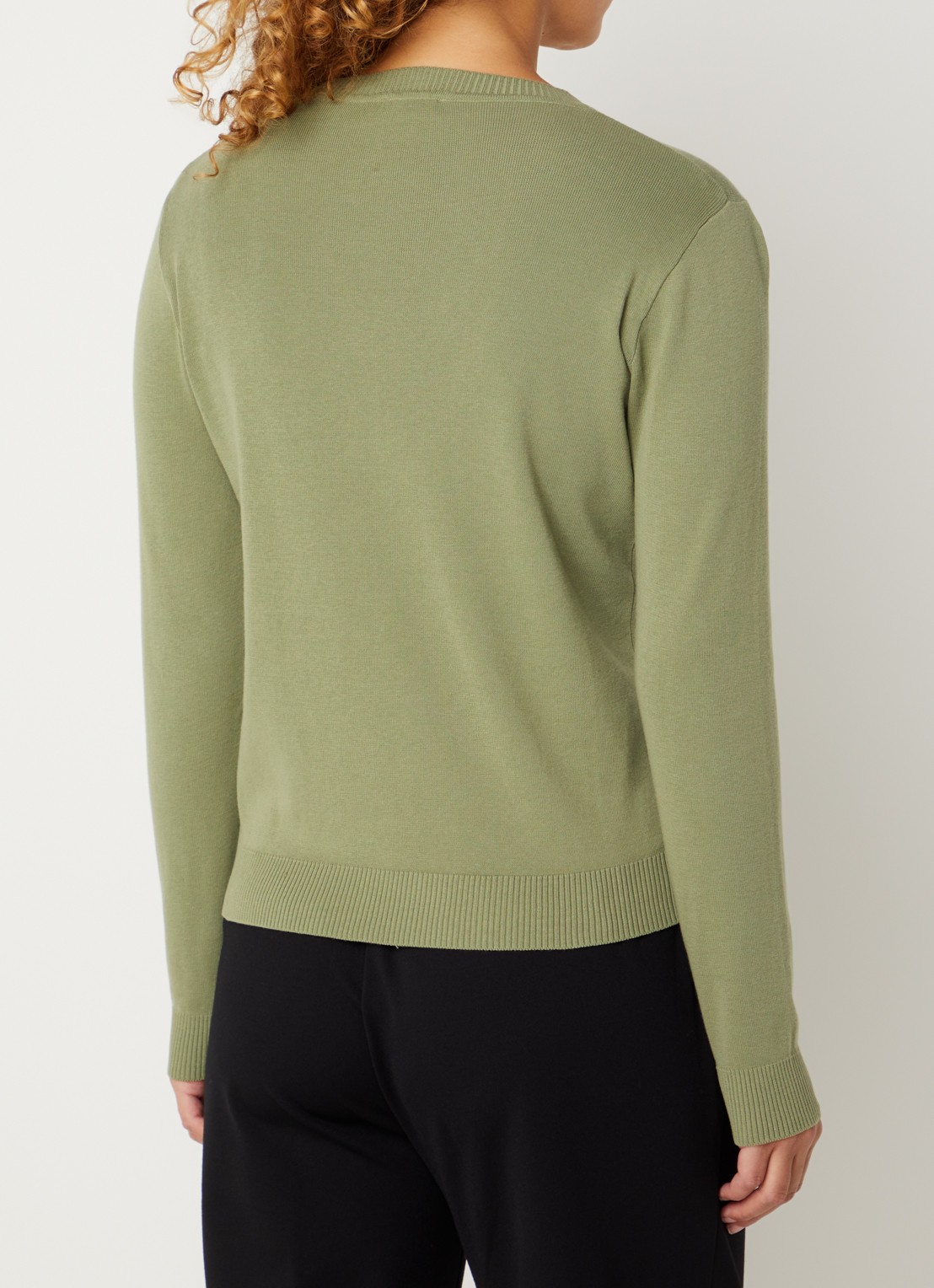 Benetton Fijngebreide pullover met ronde hals - achterkant 3 groen
