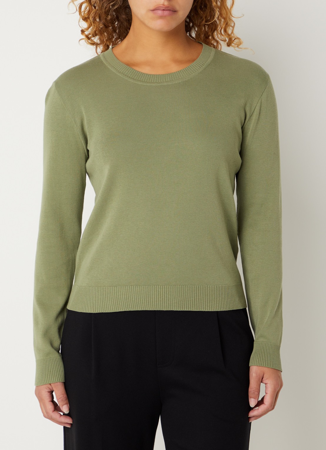 Benetton Fijngebreide pullover met ronde hals - detail 4 groen