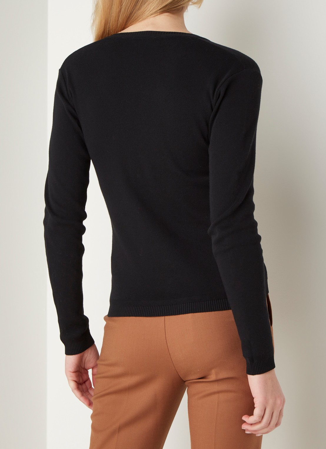 Benetton Fijngebreide pullover met V-hals - achterkant zwart