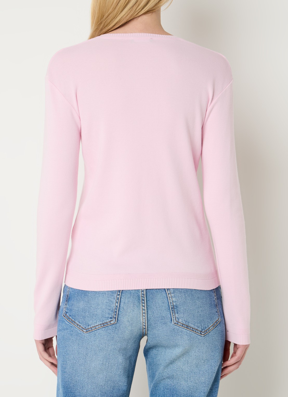 Benetton Fijngebreide pullover met V-hals - achterkant 3 oudroze
