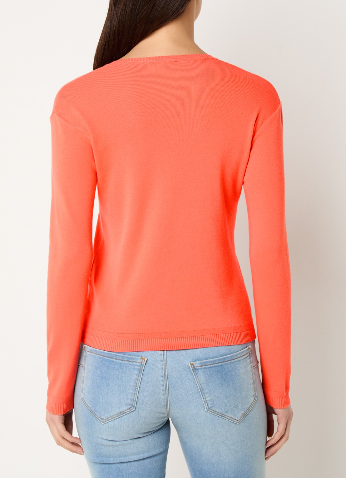 Benetton Fijngebreide pullover met V-hals - achterkant 2 orange