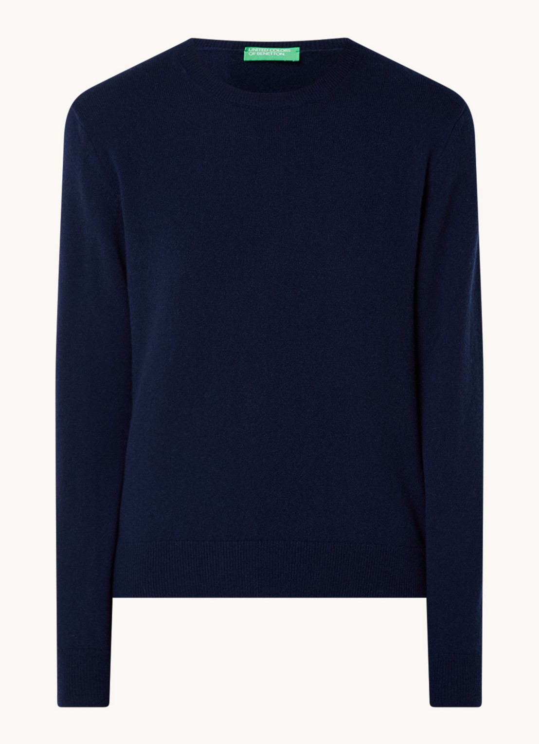 Benetton Fijngebreide pullover van kasjmier - voorkant 3 donkerblauw