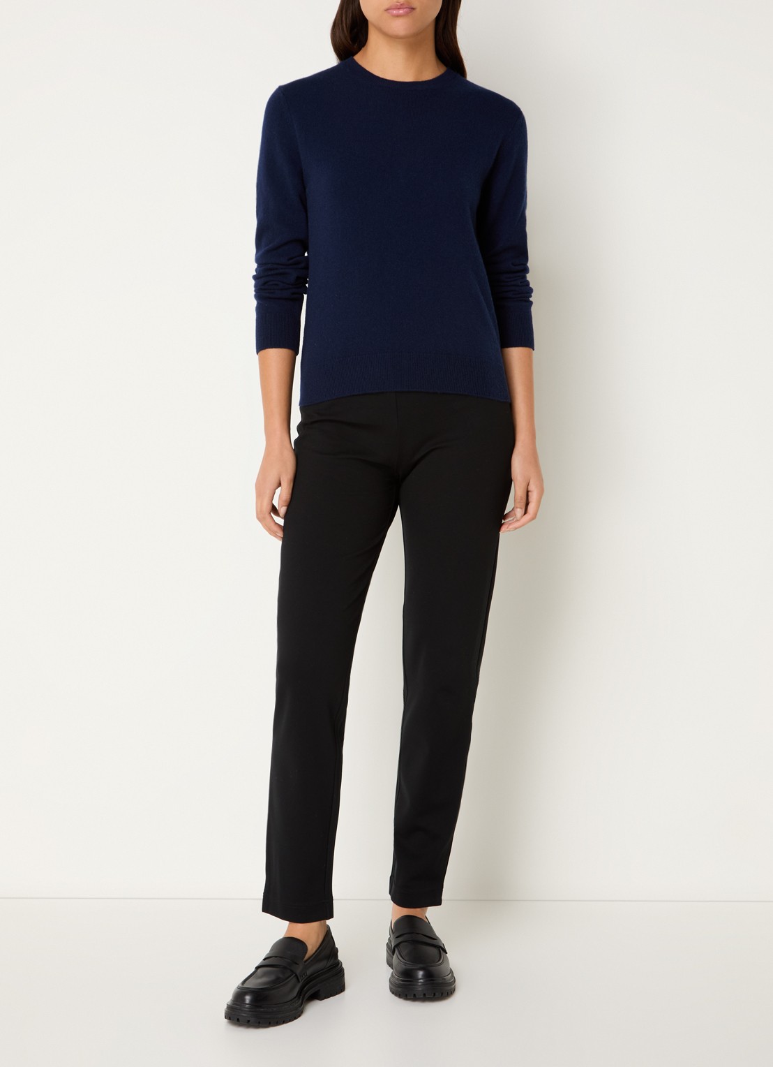 Benetton Fijngebreide pullover van kasjmier - voorkant 4 donkerblauw