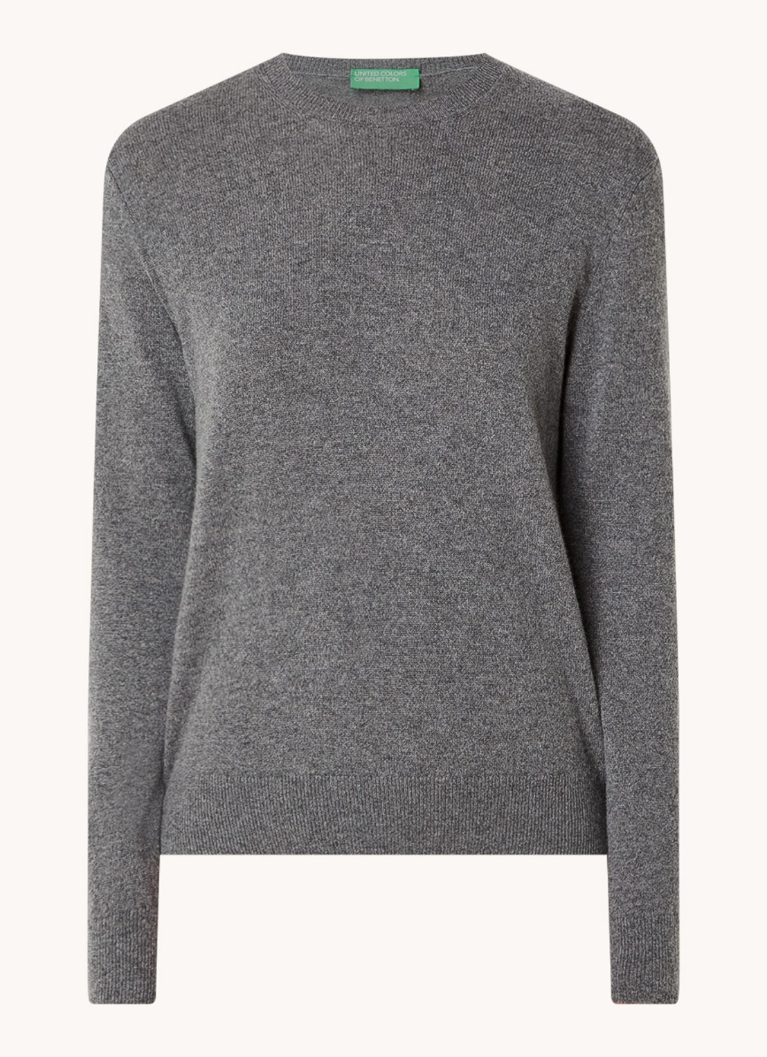Benetton Fijngebreide pullover van kasjmier - voorkant 3 grijs