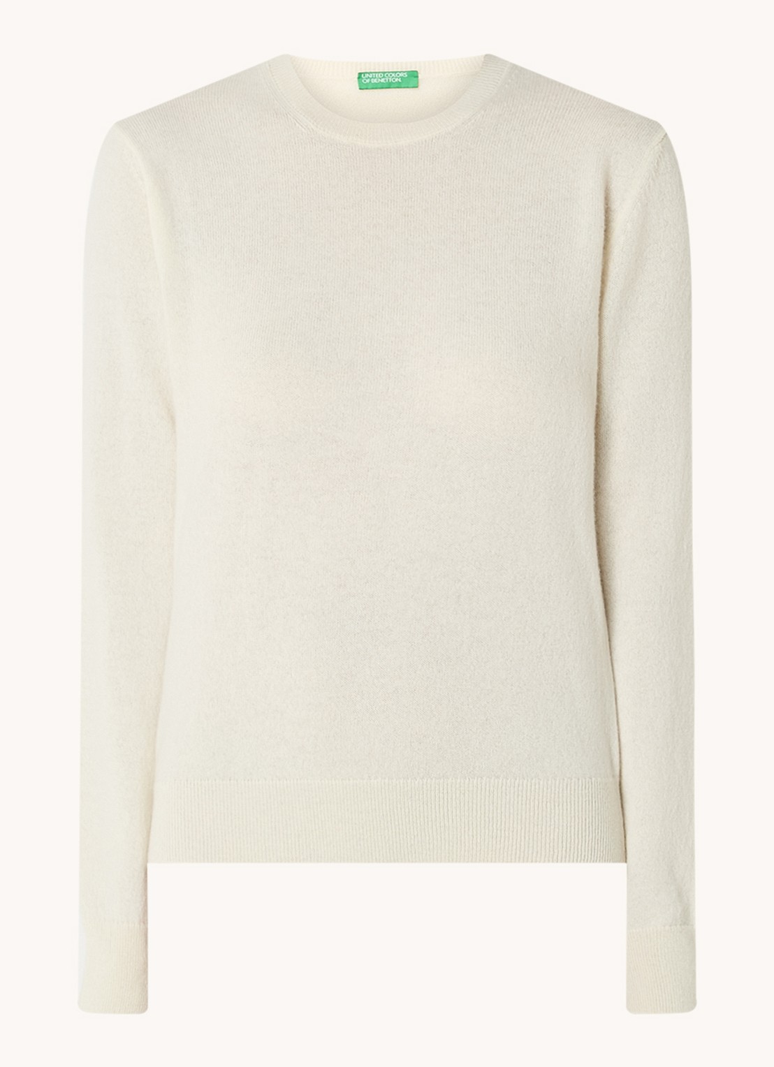 Benetton Fijngebreide pullover van kasjmier - voorkant ivoor