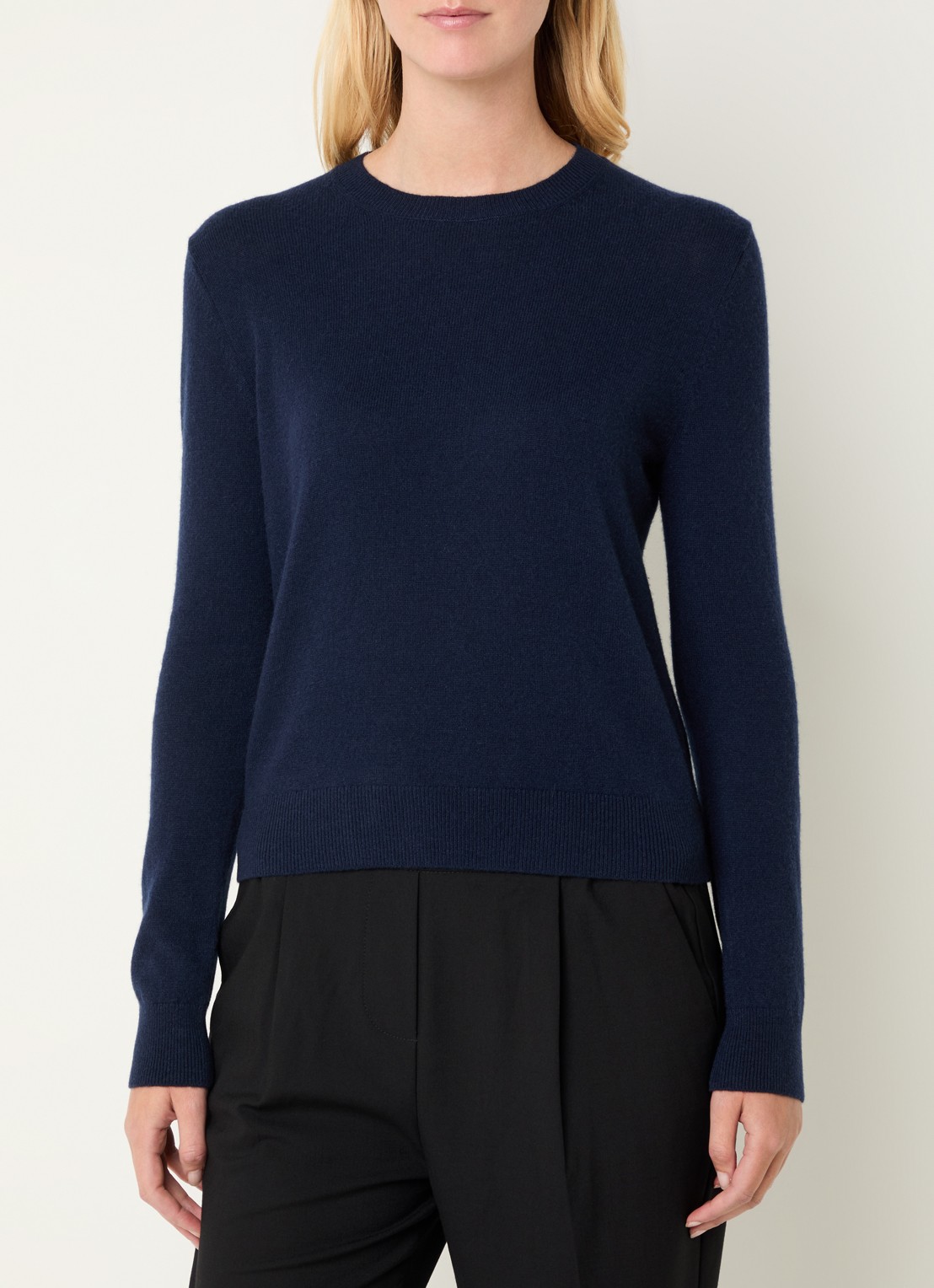 Benetton Fijngebreide pullover van kasjmier - detail 7 donkerblauw