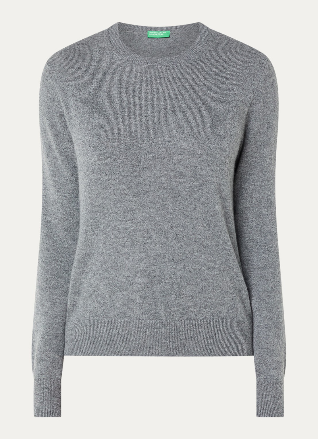 Benetton Fijngebreide pullover van kasjmier - voorkant middengrijs